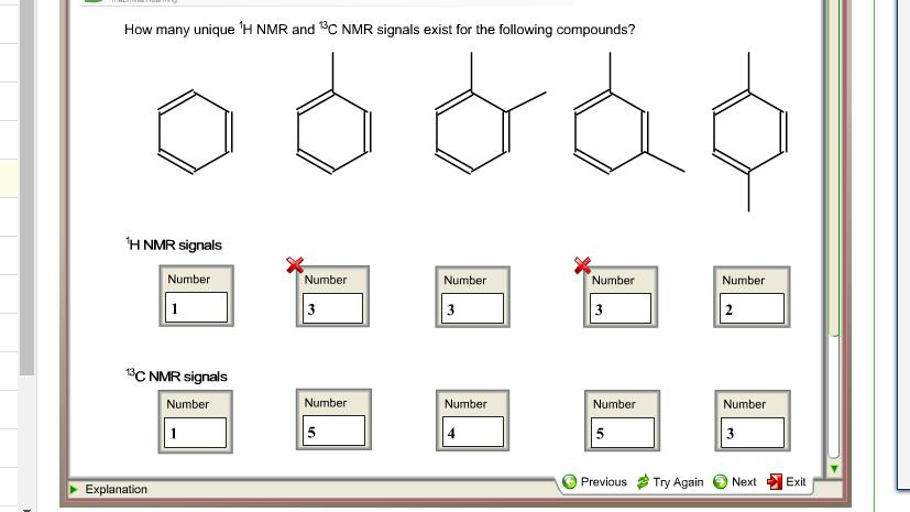 How Many Unique H Nmr And 3c Nmr Signals Exist For Chegg 