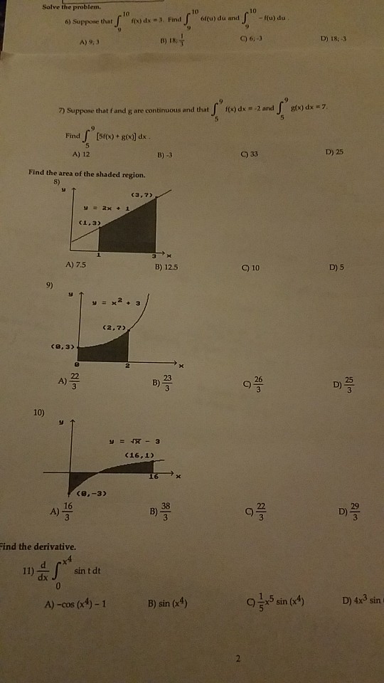 Solved Solve The Problem 10 10 O U Du And J A Du 6 Su Chegg Com