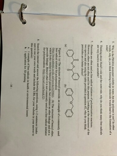 Solved 5 Why Is The Pegda Monomer Soluble In Water But Chegg Com