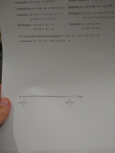 Solved F T Distributive P V Q L R Q Negation P Y P Chegg Com