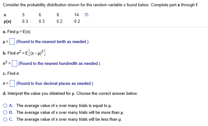 Solved Consider The Probability Distribution Shown For Th Chegg Com