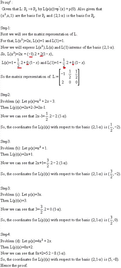 Solved The Linear Transformation L Defined By L P X P Chegg Com