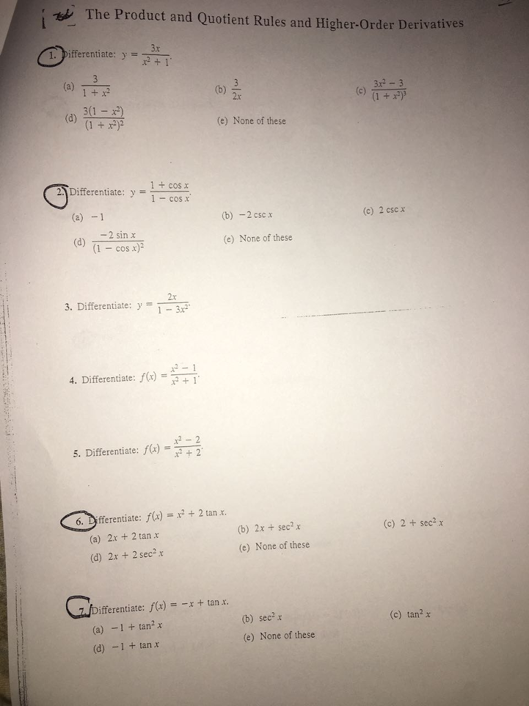 Solved Differentiate Y 3x X 2 1 3 1 X 2 3 2x 3x 2 Chegg Com