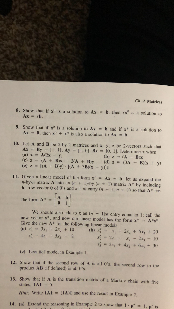 Solved Ch 2 Matrices 8 Show That If X0 Is A Solution To Chegg Com
