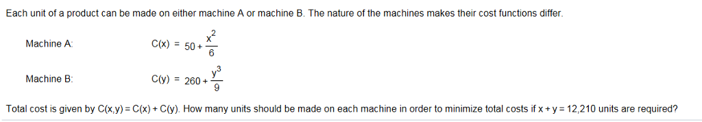 Solved Each Unit Of A Product Can Be Made On Either Machi Chegg Com