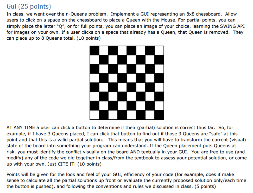 Solved Creating Solving The 8 Queens Problem By Creating Chegg Com