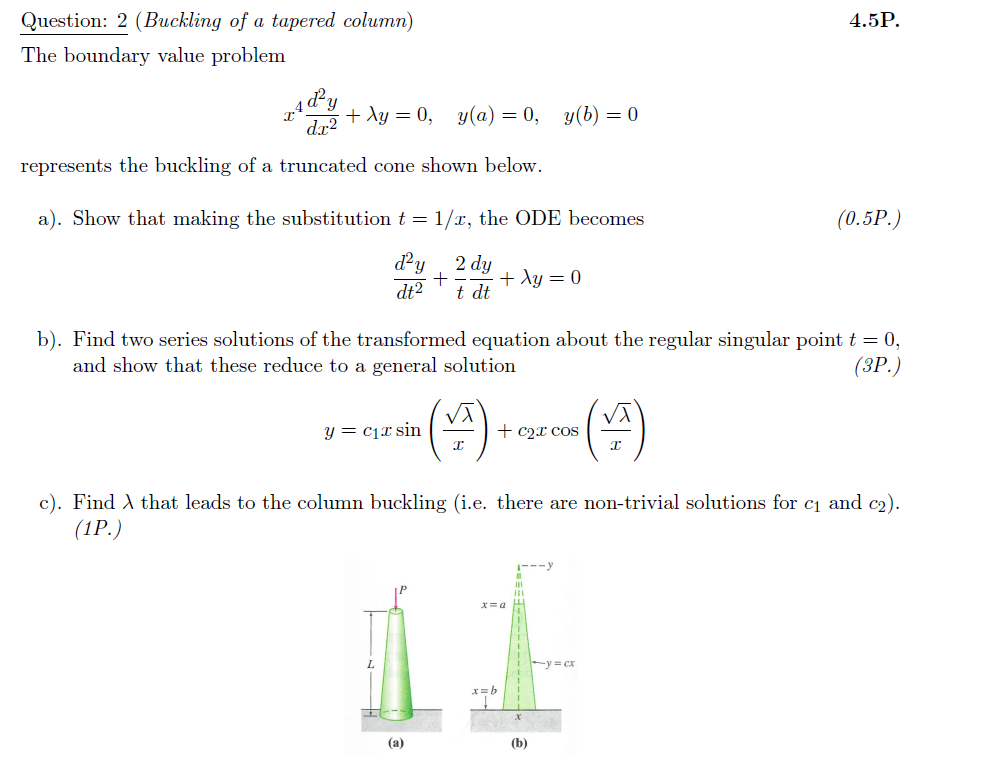 The Boundary Value Problem X4 D2y Dx2 Y 0 Y A Chegg Com