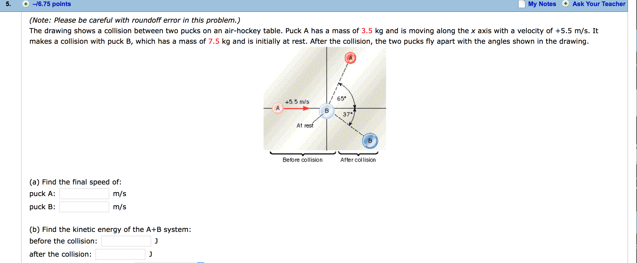 Solved The Drawing Shows A Collision Between Two Pucks On