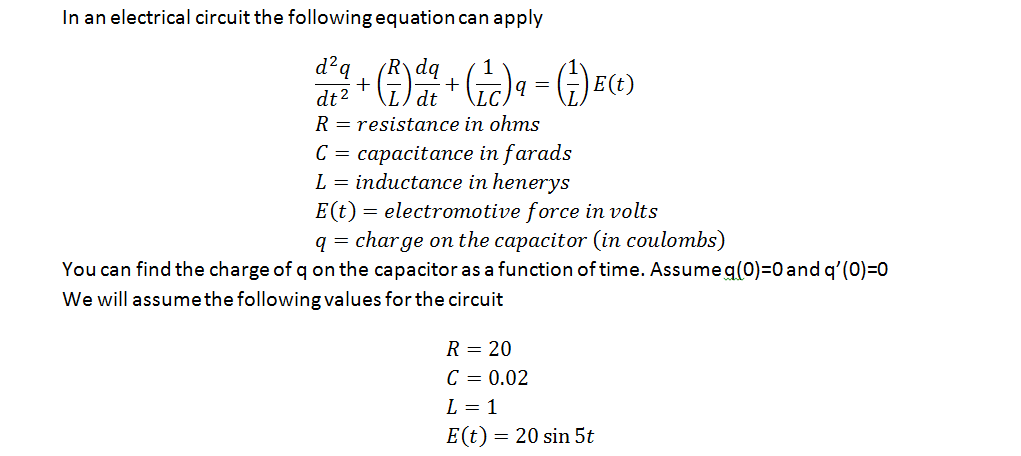 Solved In An Electrical Circuit The Following Equation Ca Chegg Com