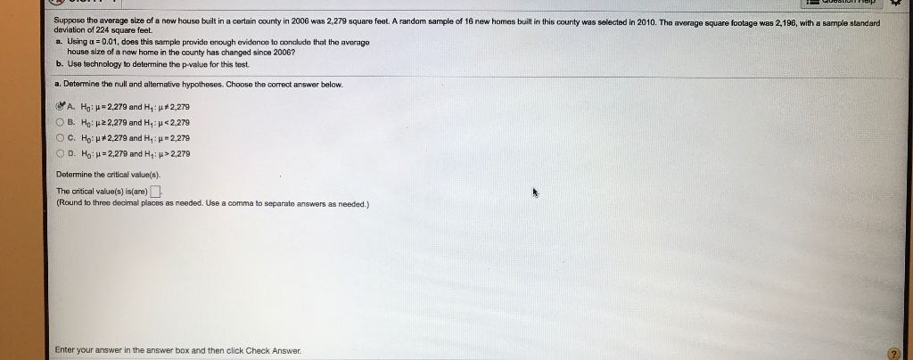 Solved 1 Detarmine The Critical Value s Rounded To Thr