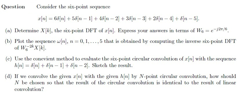 Solved Consider The Six Point Sequence X N 6lambda N Chegg Com