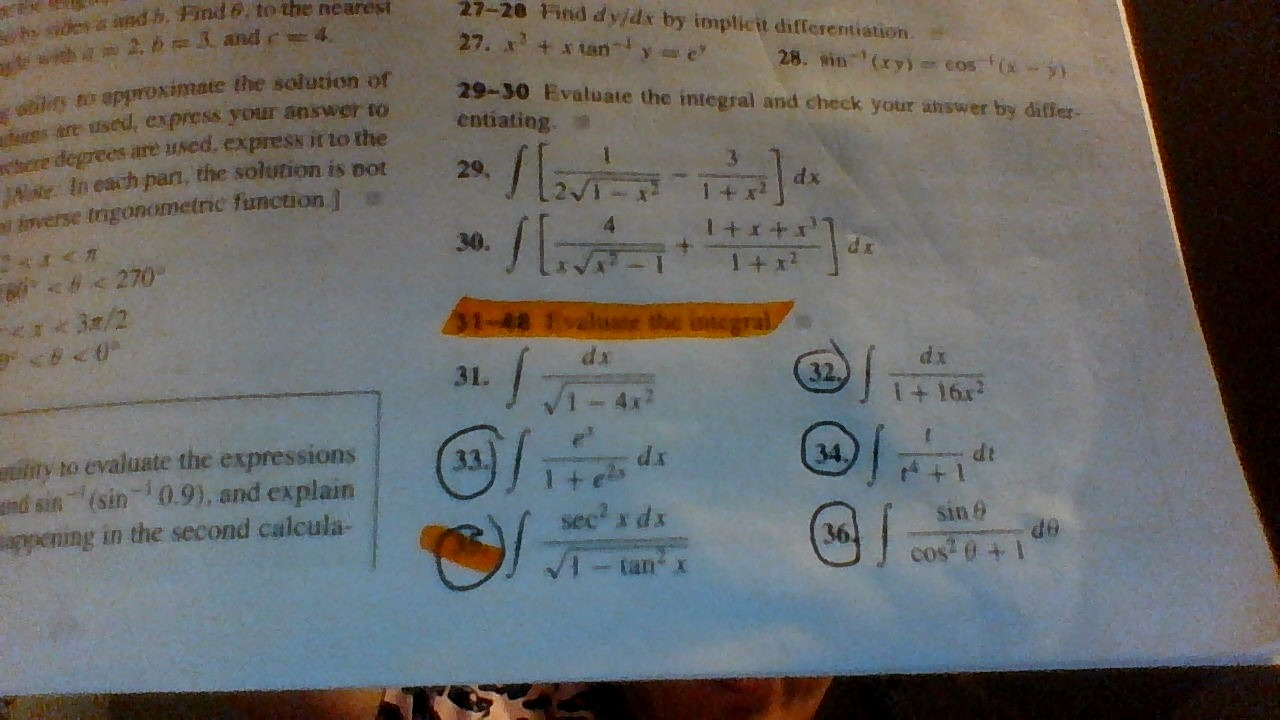 Evaluate The Integrals Dx 1 16x 2 E X 1 E 2x T Chegg Com