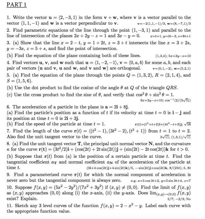 Solved Write The Vector U In The Form V W Where V Is Chegg Com