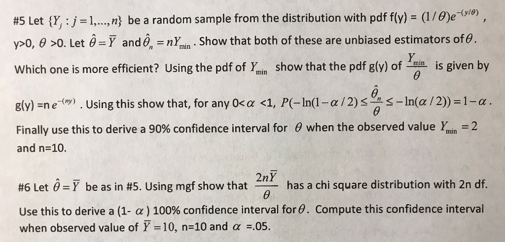 Solved Let Y J J 1 N Be A Random Sample From T Chegg Com