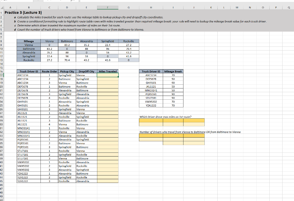 City To City Mileage >> Solved I Need Help With A D And Especially The Formulas City To City Mileage >> Solved I Need Help With A D And Especially The Formulas