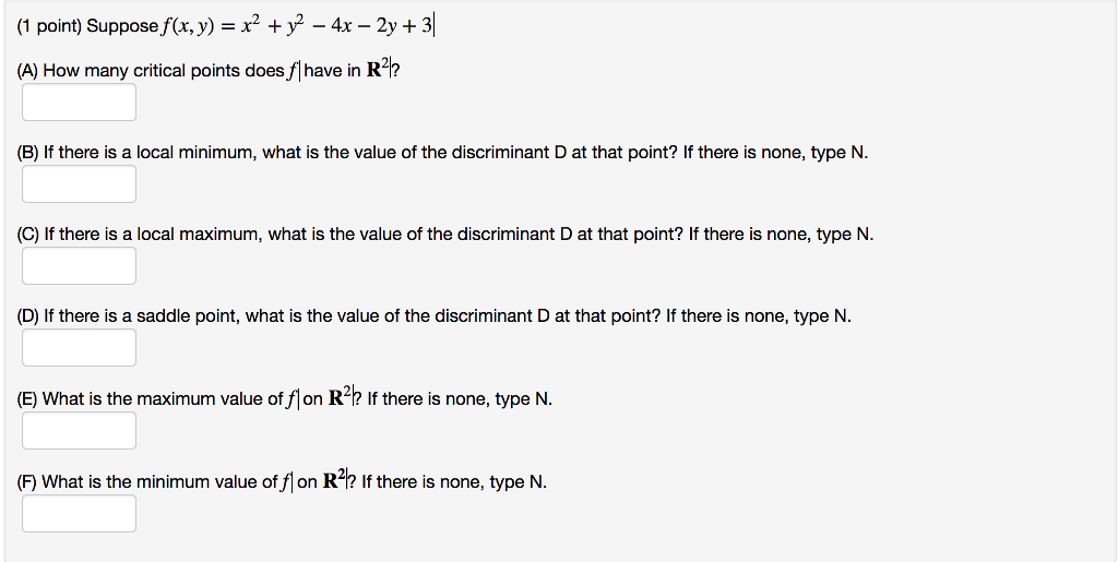 Solved Suppose F X Y X 2 Y 2 4x 2y 3 A How Chegg Com