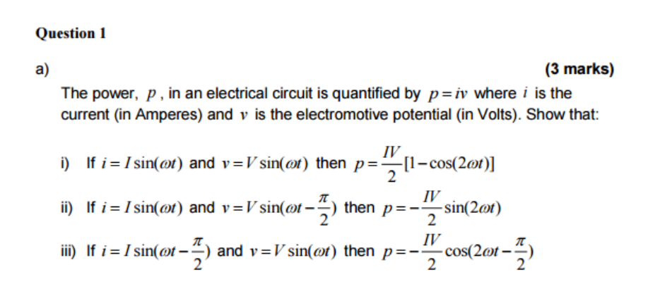 Solved The Power P In An Electrical Circuit Is Quantifi Chegg Com