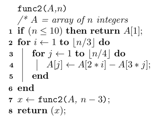 Recurrence relation in algorithm image
