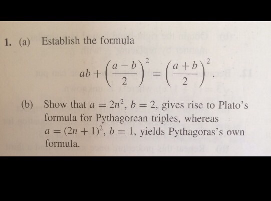 Solved Establish The Formula Ab A B 2 2 A B 2 2 Chegg Com