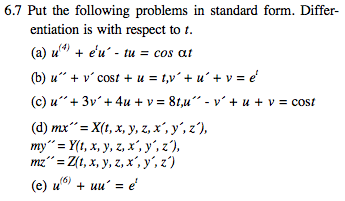 6 7 Put The Following Problems In Standard Form D Chegg Com