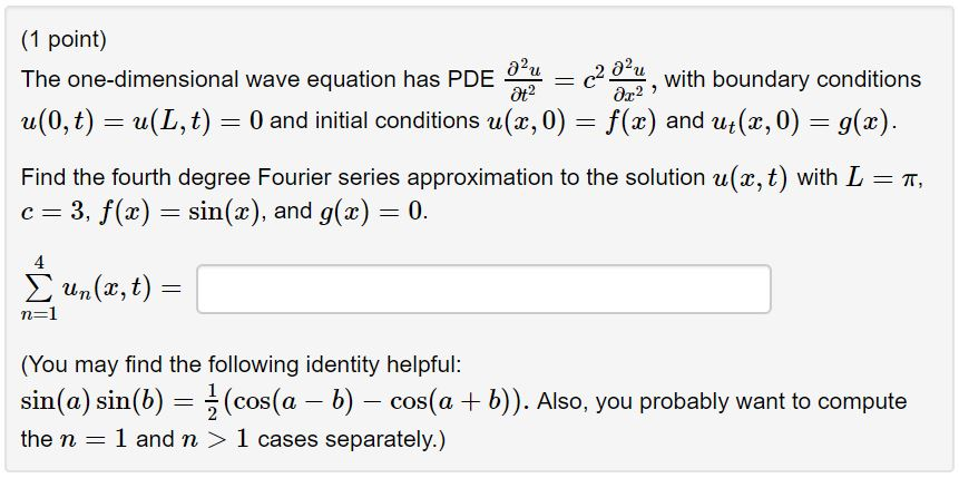 Solved 1 Point The One Dimensional Wave Equation Has Pd Chegg Com