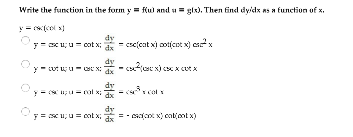Solved Write The Function In The Form Y F U And U G Chegg Com