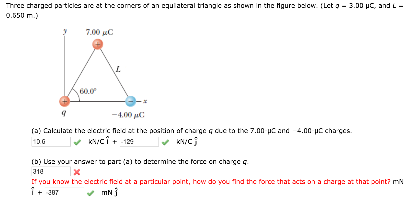 Solved Three Charged Particles Are At The Corners Of An E Chegg Com