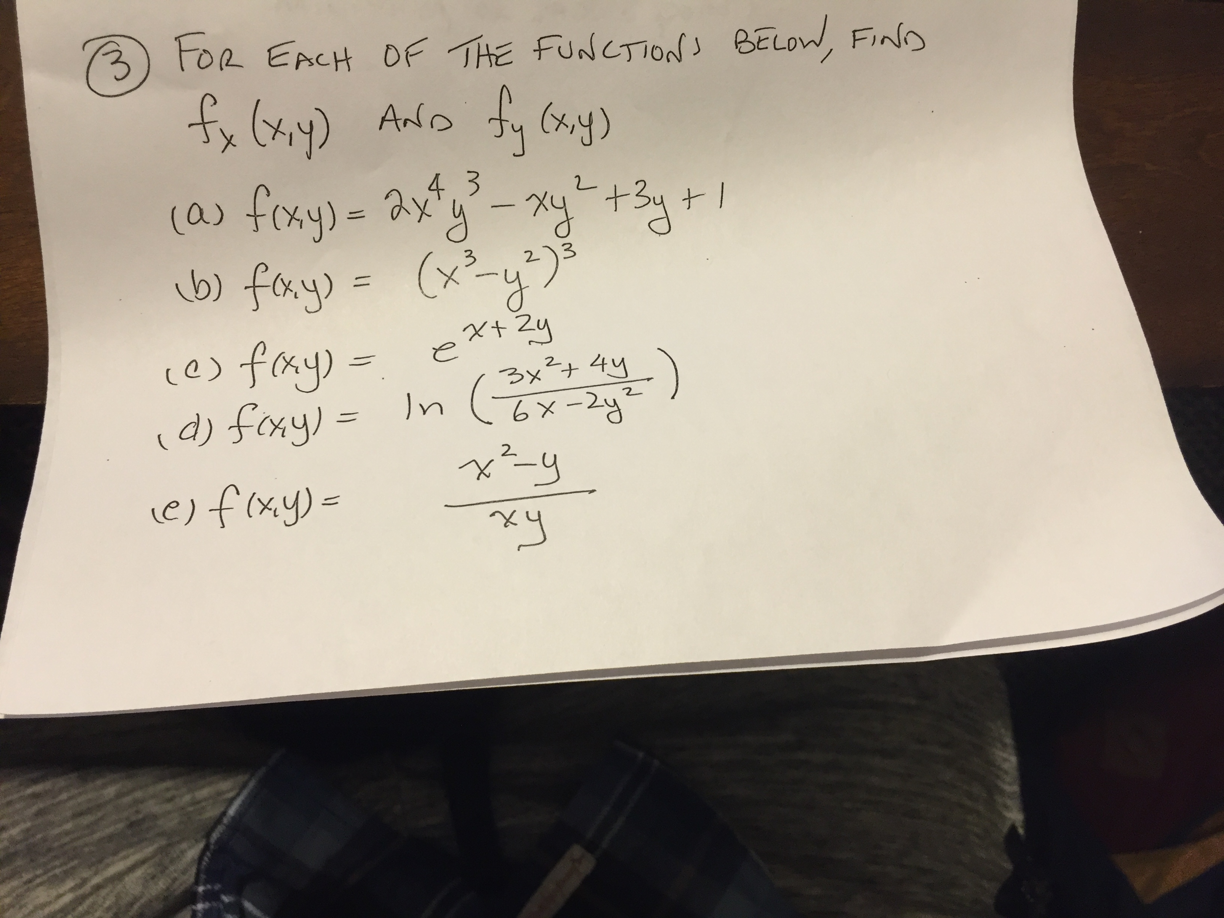 Solved For Each Of The Functions Below Find Fx X Y And Fy Chegg Com