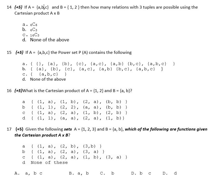 Solved 14 5 If A A B C And B 1 21 Then How Many Relat Chegg Com