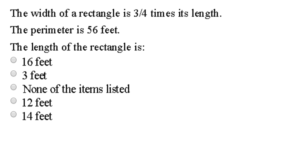 Solved The Width Of A Rectangle Is 34 Times Its Length