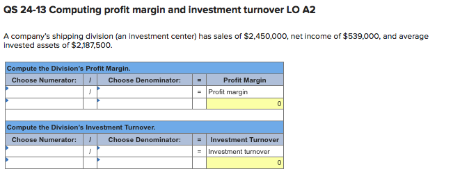 Solved Qs 24 13 Computing Profit Margin And Investment Tu