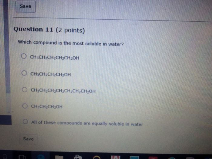 Solved Which Compound Is The Most Soluble In Water? CH_3C