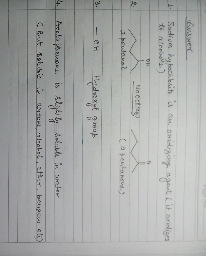 Question & Answer: Is sodium hypochlorite an oxidizing or reducing agent? What is the product of the reaction..... 1