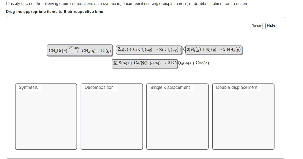 Solved: Classify Each Of The Following Chemical Reactions ... | Chegg.com