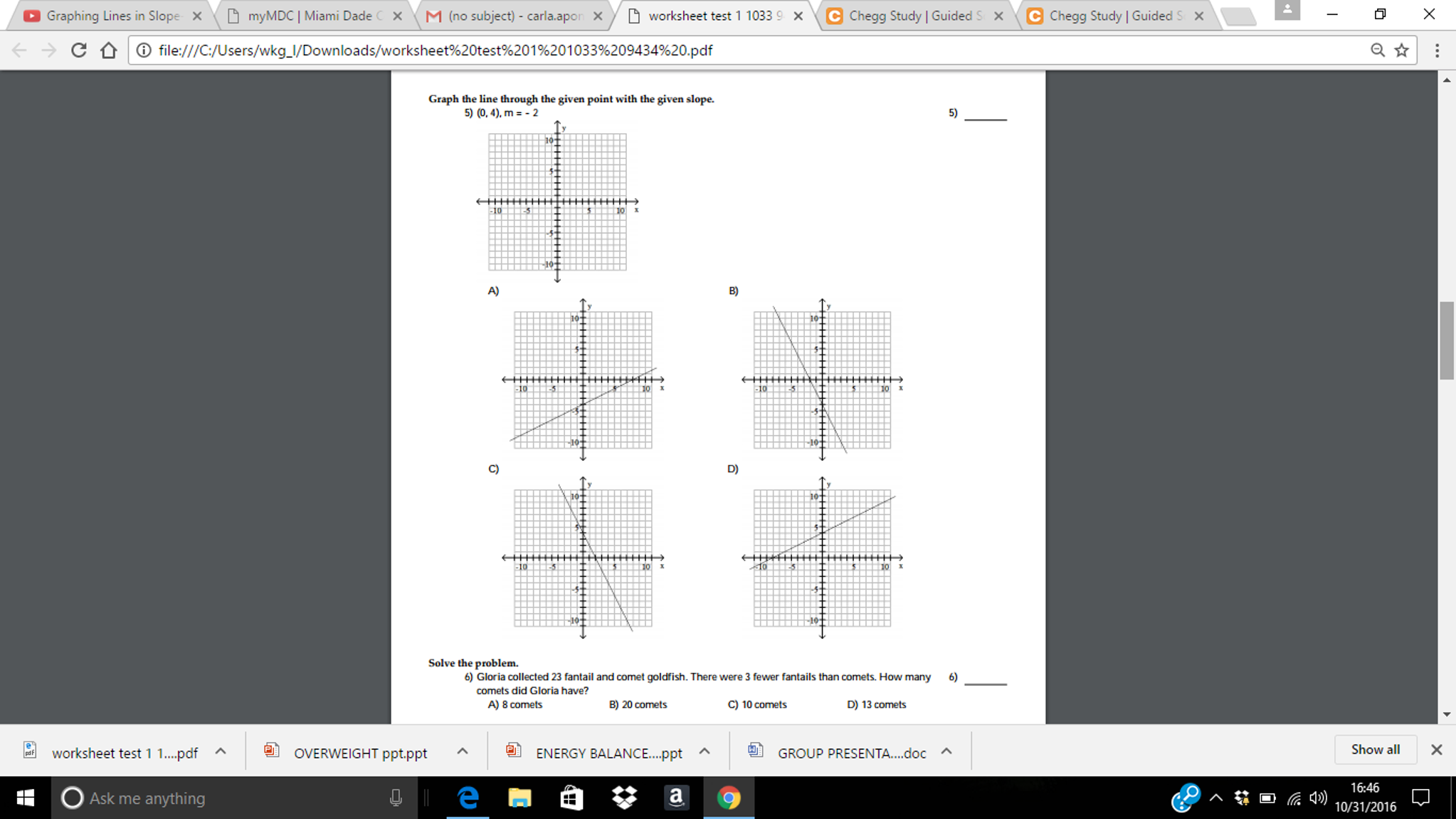Graph The Line Through The Given Point With The Given Chegg 