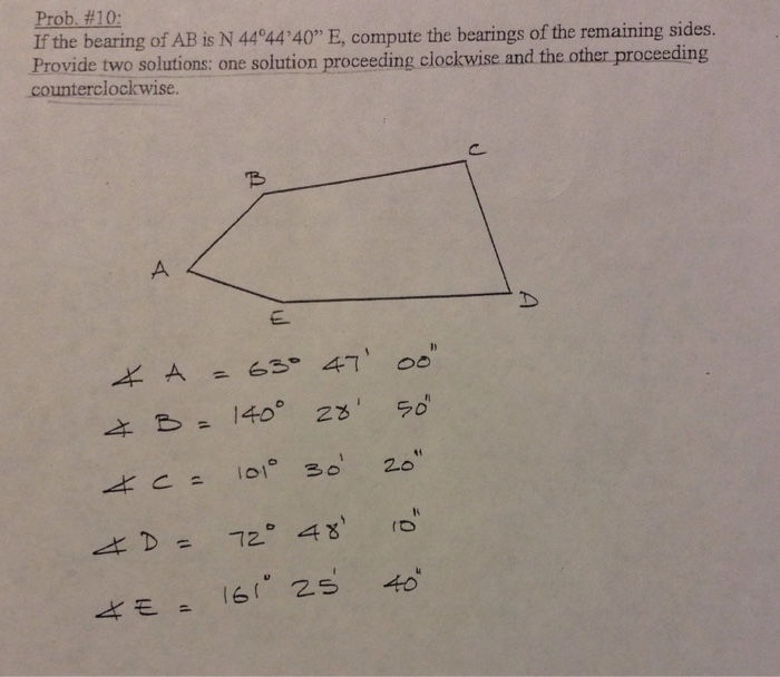 Solved If The Bearing F AB Is N 44 Degree 44' 40''E, Comp