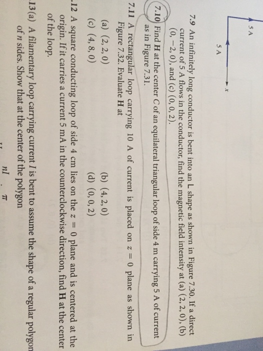 Image for Find H at the center C of an equilateral triangular loop of side 4 m carrying 5 A of current   as in Figure 7.