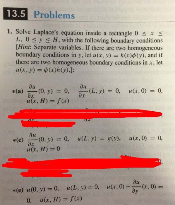 Solved 13 5 Problems 1 Solve Laplace S Equation Inside A Chegg Com