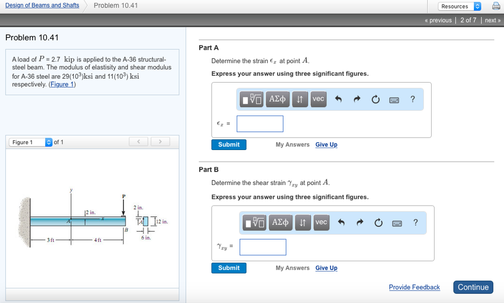 Solved Part A Determine the strain ϵx at point A. | Chegg.com
