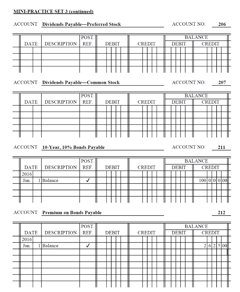 Mini Practice Set 3 Corporation Accounting Cycle The Chegg 