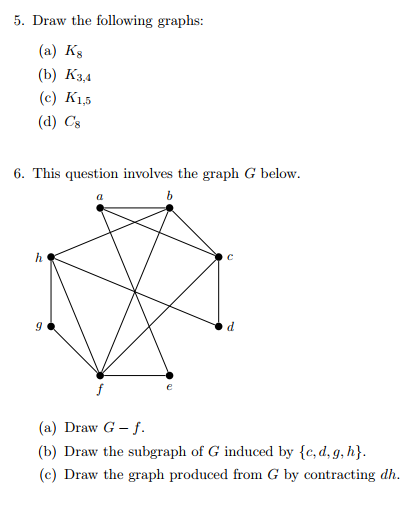 Solved 5 Draw The Following Graphs A Ks B K3 4 C Chegg Com