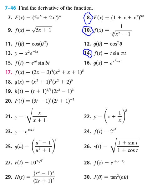 Solved 7 46find The Derivative Of The Function 7 F X Chegg Com