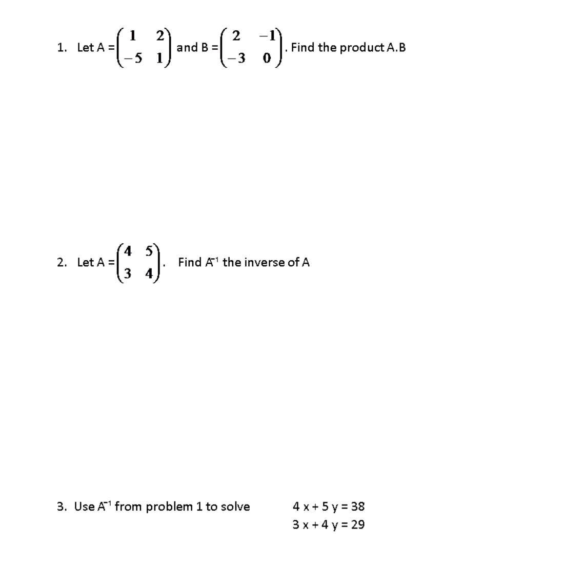 Solved Let A 1 2 5 1 And B 2 1 3 0 Find The Chegg Com