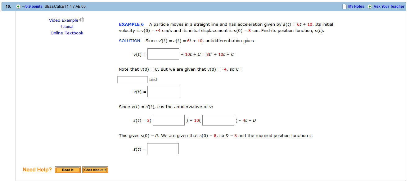 Solved Example 6 A Particle Moves In A Straight Line And Chegg Com