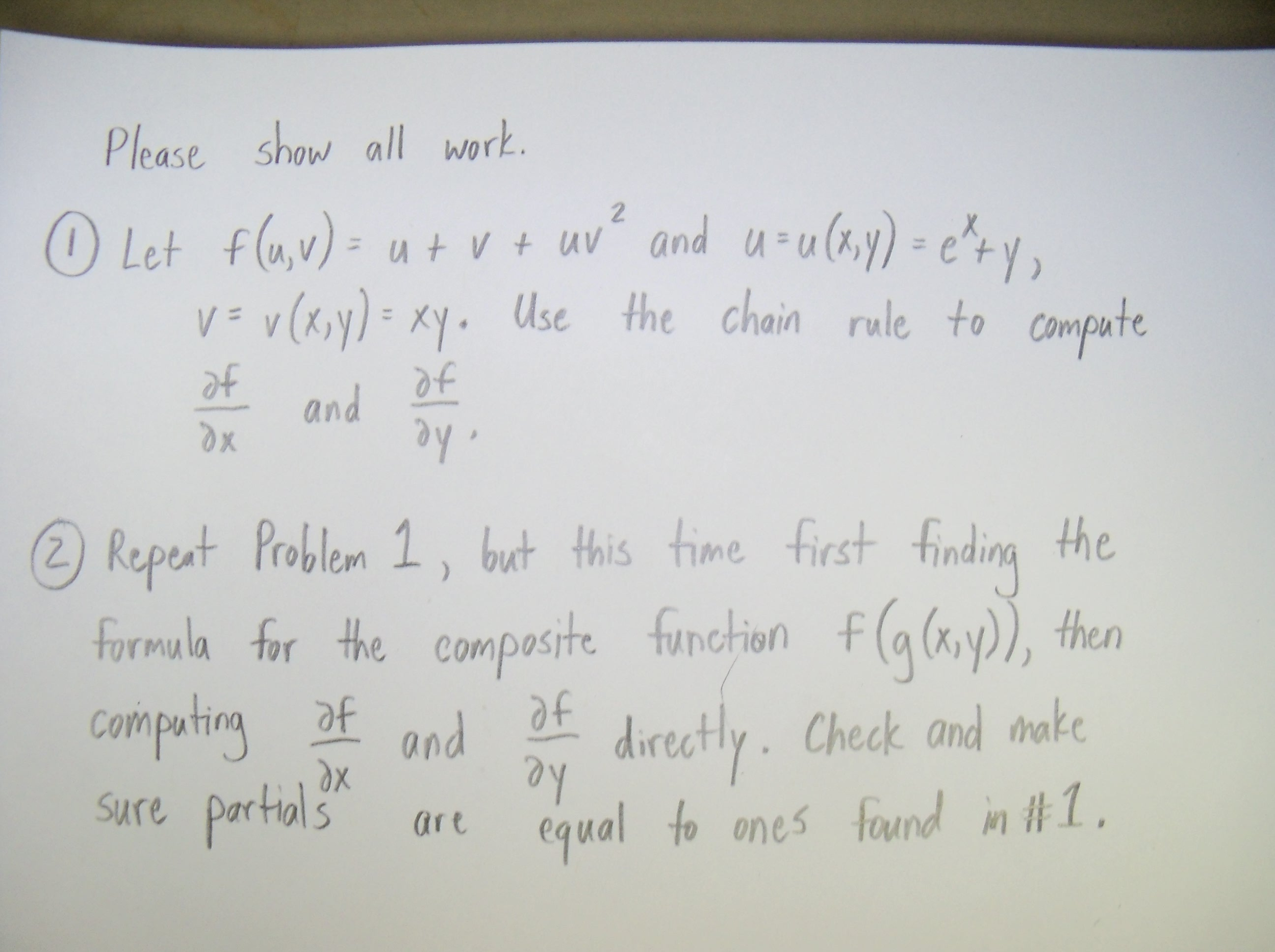 Solved Let F U V U V Uv2 And U U X Y Ex Y Chegg Com