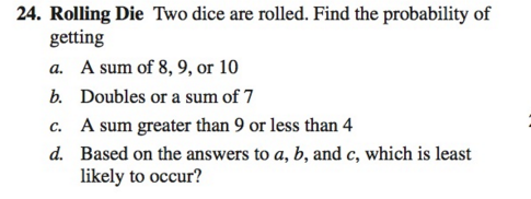 If two dice are rolled, find the probability of getting a sum of 8 or 3? -  Quora