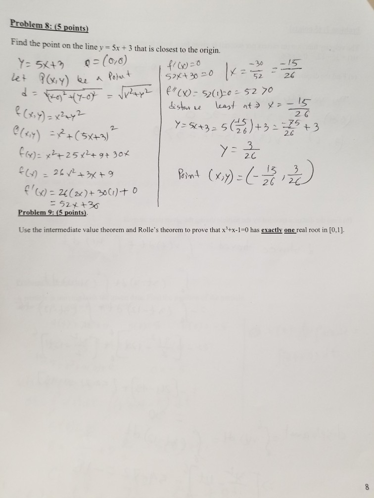 Solved Problem 8 (5 Points Find The Point On The Line Y