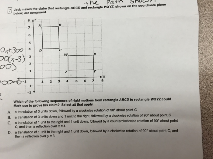 Solved Jack makes the claim that rectangle ABCD and