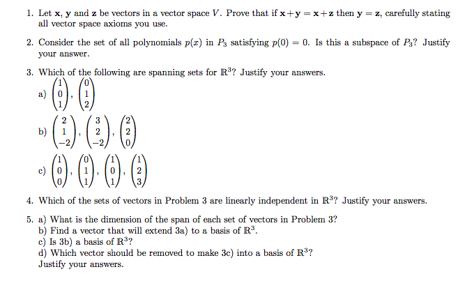 1 Let X Y And Z Be Vectors In A Vector Space V Chegg Com