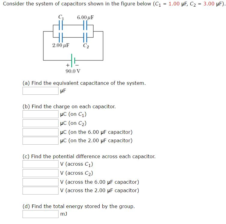 Solved Consider The System Of Capacitors Shown In The Fig Chegg Com